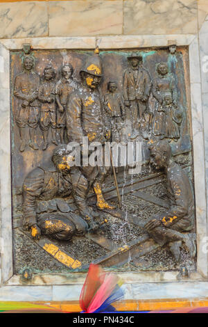 Bangkok, Tailandia - 23 Aprile 2017: monumento di Storia delle Ferrovie dello Stato (SRT) che è stata fondata la prima ferrovia in Thailandia dal 1890 Foto Stock