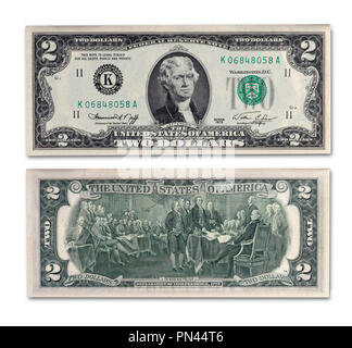 Due Rare Dollaro USA Bill O Banconota Foto Stock - Foto 2