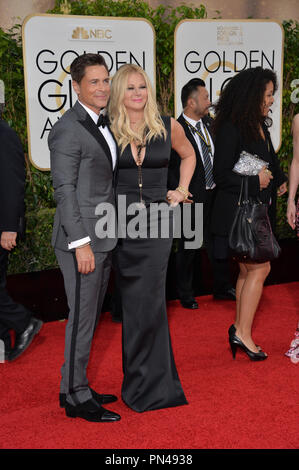 Rob Lowe & Sheryl Berkoff presso la 73rd Annuale di Golden Globe Awards presso il Beverly Hilton Hotel. Gennaio 10, 2016 Beverly Hills, CA Foto Stock