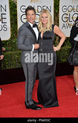 Rob Lowe & Sheryl Berkoff presso la 73rd Annuale di Golden Globe Awards presso il Beverly Hilton Hotel. Gennaio 10, 2016 Beverly Hills, CA Foto Stock