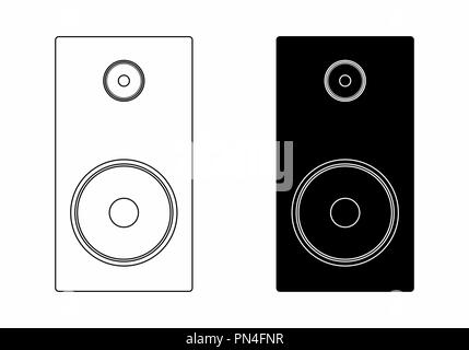 Illustrazione di due altoparlanti isolati su sfondo bianco Illustrazione Vettoriale