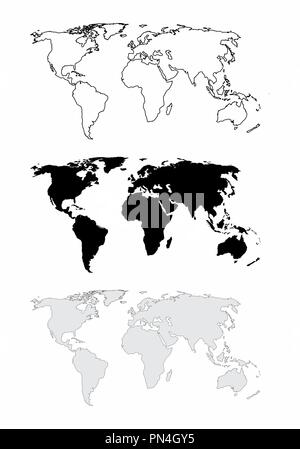 Mappe del Mondo di illustrazione Illustrazione Vettoriale