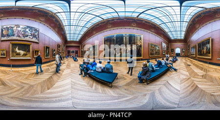 Visualizzazione panoramica a 360 gradi di Jacques-Louis David, l'incoronazione di Napoleone, Louvre, Denon, stanza 75