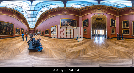 Visualizzazione panoramica a 360 gradi di Louvre, Denon, la camera 77, la libertà che guida il popolo (28 luglio 1830) Delacroix
