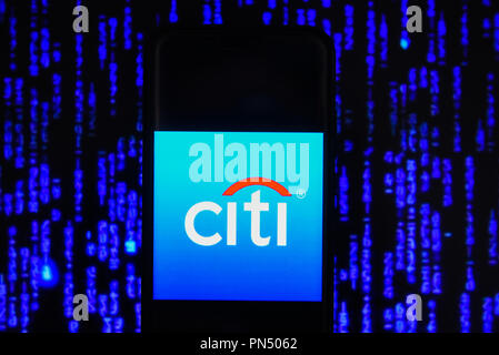 Banca citi il logo è visibile su un telefono cellulare Android. Foto Stock