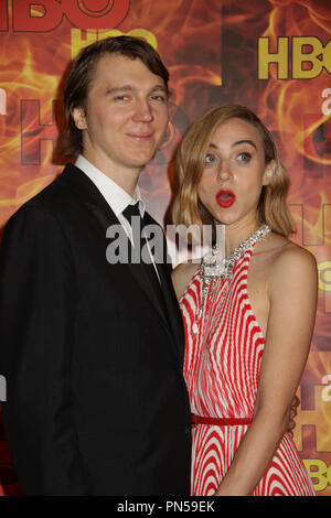 Paul Dano Zoe Kazan 20/09/2015 sessantasettesima annuale di Primetime Emmy Awards HBO dopo essere partito svoltasi presso il Pacific Design Center in West Hollywood, CA Foto di Izumi Hasegawa / HNW / PictureLux Foto Stock
