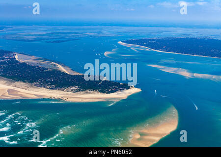 Lege-Cap-Ferret (sud-ovest della Francia): Vista aerea della penisola del Cap Ferret, all'ingresso della baia di Arcachon (non disponibile per la postcard editi Foto Stock