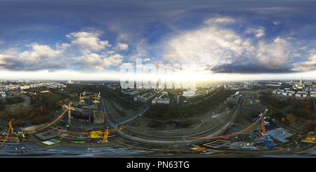 Visualizzazione panoramica a 360 gradi di Edificio sito a nord di Monaco di Baviera, Domagkstrasse - Frankfurter Ring, 22 Nov 2014