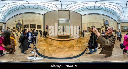 Visualizzazione panoramica a 360 gradi di Mona Lisa, sala 6, Denon