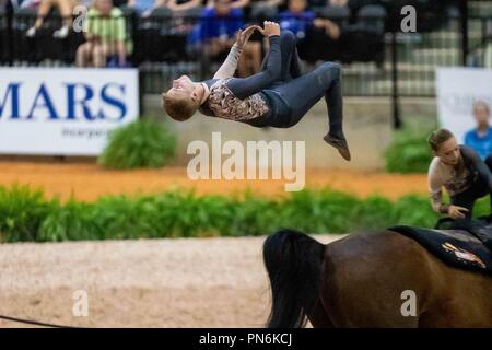 Tryon, California, Stati Uniti d'America. Xix Sett 2018. Vaulting.individuali e Nations Cup.Team GB. GBR. Giorno 8. Giochi equestri mondiali. WEG 2018 Tryon. Carolina del Nord. Stati Uniti d'America. 19/09/2018. Credito: Sport In immagini/Alamy Live News Foto Stock