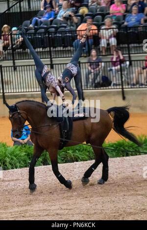 Tryon, California, Stati Uniti d'America. Xix Sett 2018. Vaulting.individuali e Nations Cup.Team GB. GBR. Giorno 8. Giochi equestri mondiali. WEG 2018 Tryon. Carolina del Nord. Stati Uniti d'America. 19/09/2018. Credito: Sport In immagini/Alamy Live News Foto Stock