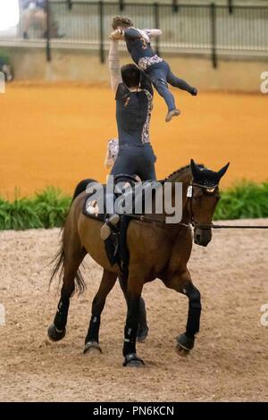 Tryon, California, Stati Uniti d'America. Xix Sett 2018. Vaulting.individuali e Nations Cup.Team GB. GBR. Giorno 8. Giochi equestri mondiali. WEG 2018 Tryon. Carolina del Nord. Stati Uniti d'America. 19/09/2018. Credito: Sport In immagini/Alamy Live News Foto Stock