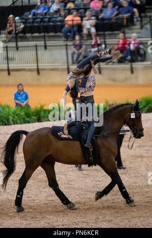 Tryon, California, Stati Uniti d'America. Xix Sett 2018. Vaulting.individuali e Nations Cup.Team GB. GBR. Giorno 8. Giochi equestri mondiali. WEG 2018 Tryon. Carolina del Nord. Stati Uniti d'America. 19/09/2018. Credito: Sport In immagini/Alamy Live News Foto Stock