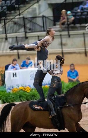 Tryon, California, Stati Uniti d'America. Xix Sett 2018. Vaulting.individuali e Nations Cup.Team GB. GBR. Giorno 8. Giochi equestri mondiali. WEG 2018 Tryon. Carolina del Nord. Stati Uniti d'America. 19/09/2018. Credito: Sport In immagini/Alamy Live News Foto Stock