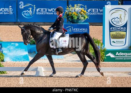 Sophie Wells. C attrazione fatale. GBR. Para Dressage Team Competition.9. Giochi equestri mondiali. WEG 2018 Tryon. Carolina del Nord. Stati Uniti d'America. 20/09/2018. Credito: Sport In immagini/Alamy Live News Foto Stock