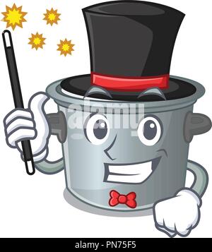Mago pentole pentola isolati su mascotte Illustrazione Vettoriale
