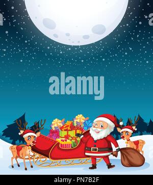 Babbo Natale sotto la luna illustrazione Illustrazione Vettoriale