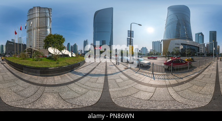 Visualizzazione panoramica a 360 gradi di Shanghai Pudong Financial Distrikt