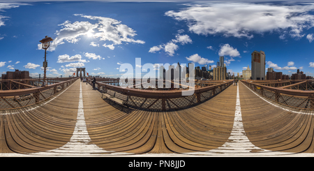 Visualizzazione panoramica a 360 gradi di Ponte di Brooklyn Promenade, iniziare a Manhattan, NY