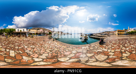 Visualizzazione panoramica a 360 gradi di Presso il porto di isola di Chalki, Rodi