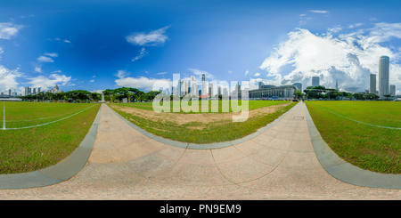 Visualizzazione panoramica a 360 gradi di Padang fuori campo Parliment House Singapore