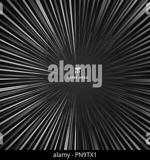 Bianco linee radiali per il fumetto su sfondo nero. Velocità Manga telaio. Illustrazione Vettoriale Illustrazione Vettoriale