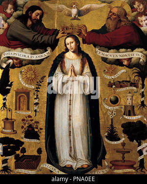 L'Immacolata Concezione. Data/Periodo: 1535 - 1540. La pittura. Olio su pannello. Altezza: 2.180 mm (85.82 in); larghezza: 1,840 mm (72.44 in). Autore: JUAN DE JUANES. Foto Stock