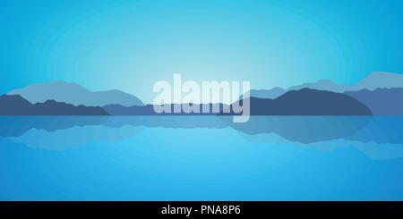 Bella blu del lago e delle montagne sullo sfondo del paesaggio illustrazione vettoriale EPS10 Illustrazione Vettoriale