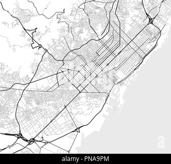 Vector mappa della città di Barcellona in bianco e nero Illustrazione Vettoriale