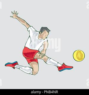 Il calciatore atleta, disegno a mano Illustrazione Vettoriale