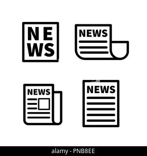 Icone di giornale in flat uno stile di design su bianco Illustrazione Vettoriale
