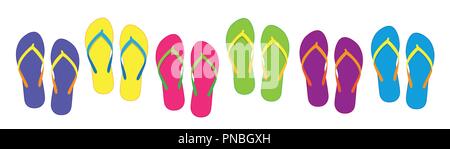 Impostare con colorati estate flip flop per vacanza sulla spiaggia diversi colori illustrazione vettoriale EPS10 Illustrazione Vettoriale