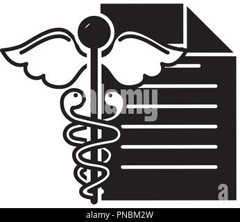 Caduceo documento medico simbolo del rapporto Illustrazione Vettoriale