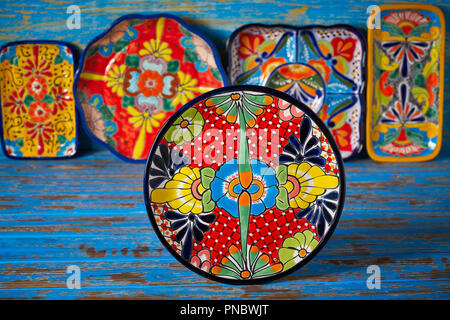 Messicano piastra ceramica Talavera stile di Puebla in Messico Foto Stock