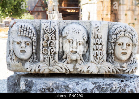 Maschera Teatrale di rilievo della antica città di Myra in Lycia regione dell'Anatolia , il giorno moderno Demre, Turchia Foto Stock