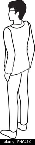 Giovane uomo isometrica avatar in bianco e nero Illustrazione Vettoriale