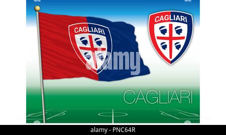 CAGLIARI, Italia, anno 2018 - Serie A del campionato di calcio, 2018 bandiera del team di Cagliari Illustrazione Vettoriale