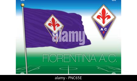 Firenze, Italia, anno 2018 - Serie A del campionato di calcio, 2018 bandiera della Fiorentina team ac Illustrazione Vettoriale