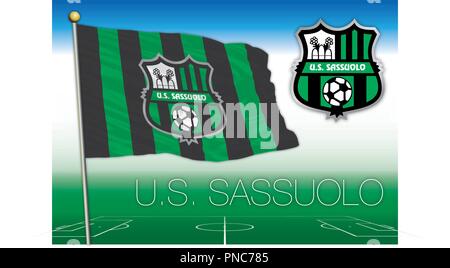 Sassuolo, Italia, anno 2018 - Serie A del campionato di calcio, 2018 bandiera del Sassuolo team statunitense Illustrazione Vettoriale