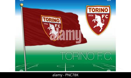 TORINO, ITALIA, anno 2018 - Serie A del campionato di calcio, 2018 bandiera del Torino fc team Illustrazione Vettoriale