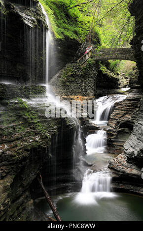 La Rainbow Falls in Watkins Glen State Park.regione dei Laghi Finger.New York. Stati Uniti d'America Foto Stock
