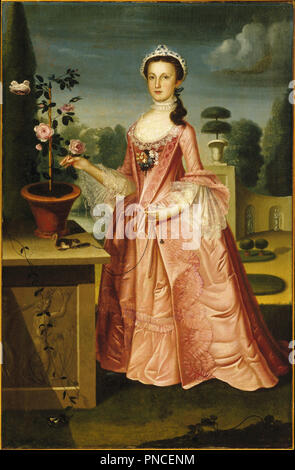 Deborah Hall. Data/Periodo: 1766. La pittura. Olio su tela. Altezza: 181.3 cm (71,3 in); larghezza: 117,8 cm (46,3 in). Author: William Williams. Foto Stock