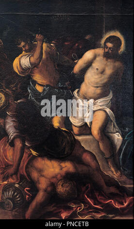 Incoronazione di spine. Data/Periodo: 1592 ca. La pittura. Olio su tela. Altezza: 1,865 mm (73.42 in); Larghezza: 1.170 mm (46.06 in). Autore: Tintoretto. Foto Stock