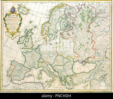 Carte d'Europa, Dressée pour l'Usage du Roi d'apres les Itinèraires et les osservazioni Astronomiques de l'Académie R.le des Sciences par Guil. Delisle Phil. Buache, Premiers Géographes du Roi et de l'Académie Royale des Sciences. Revue et Augmentée par Dezauche, Géographe et Successeur des S.rs Delisle et Buache. 1789 a Paris Chez l'auteur Rue des Noyers. Avec privilege du Roi. Mappa di Europa. Data/Periodo: 1789. Stampa. Altezza: 500 mm (19.68 in); larghezza: 620 mm (24,40 in). Autore: Jean-Claude Dezauche. Foto Stock