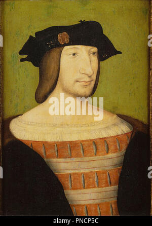 Portrait de François Ier (1494-1547), il roi de France. Data/Periodo: ca. 1515. La pittura. Olio su pannello. Altezza: 350 mm (13,77 in); larghezza: 250 mm (9,84 in). Autore: JEAN CLOUET. CLOUET JEAN. Foto Stock