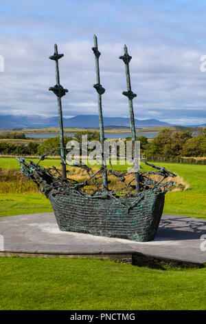 Contea di Mayo, Irlanda - 20 agosto 2018: una vista della carestia nazionale monumento vicino a Westport nella Repubblica di Irlanda. Foto Stock