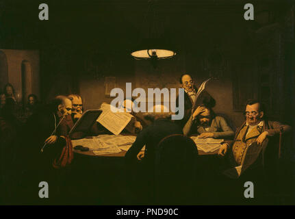 Das Lesekabinet / Sala di lettura. Data/Periodo: 1843. La pittura. Olio su tela. Altezza: 71 cm (27,9 in); larghezza: 100 cm (39,3 in). Autore: Johann Peter HASENCLEVER. Foto Stock