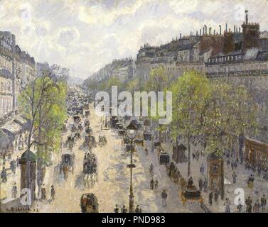 Boulevard Montmartre, la molla. Data/Periodo: 1897. La pittura. Olio su tela. Altezza: 650 mm (25.59 in); larghezza: 810 mm (31.88 in). Autore: Camille Pissarro. PISSARRO, CAMILLE. Foto Stock