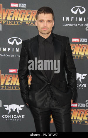 Sebastian Stan presso la Premiere mondiale di Marvel Studios' 'vendicatori: guerra infinita" tenutasi a Hollywood Blvd. in Hollywood, CA, 23 aprile 2018. Foto di Giuseppe Martinez / PictureLux Foto Stock