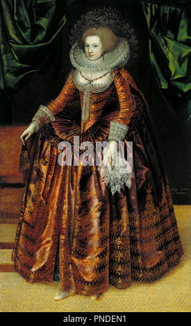 Ritratto di Anne Wortley, più tardi la signora Morton. Data/Periodo: ca. 1620. La pittura. Olio su tela. Altezza: 2,057 mm (80.98 in); Larghezza: 1.270 mm (50 in). Autore: British School. Foto Stock